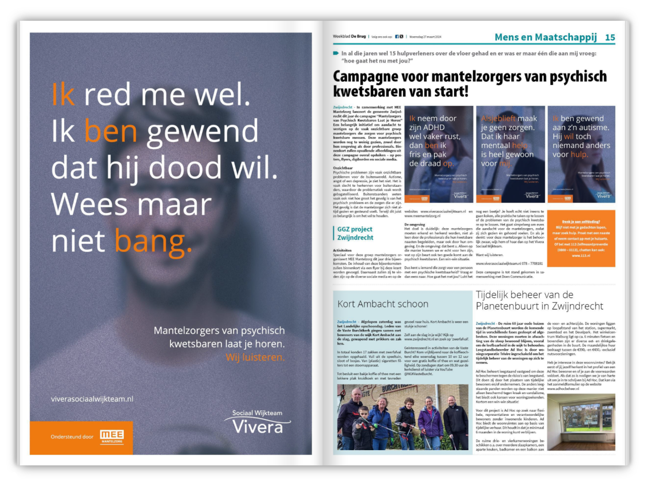 Krant De Brug Campagne Psychisch Mantelzorgers gemaakt door Doen Communicatie