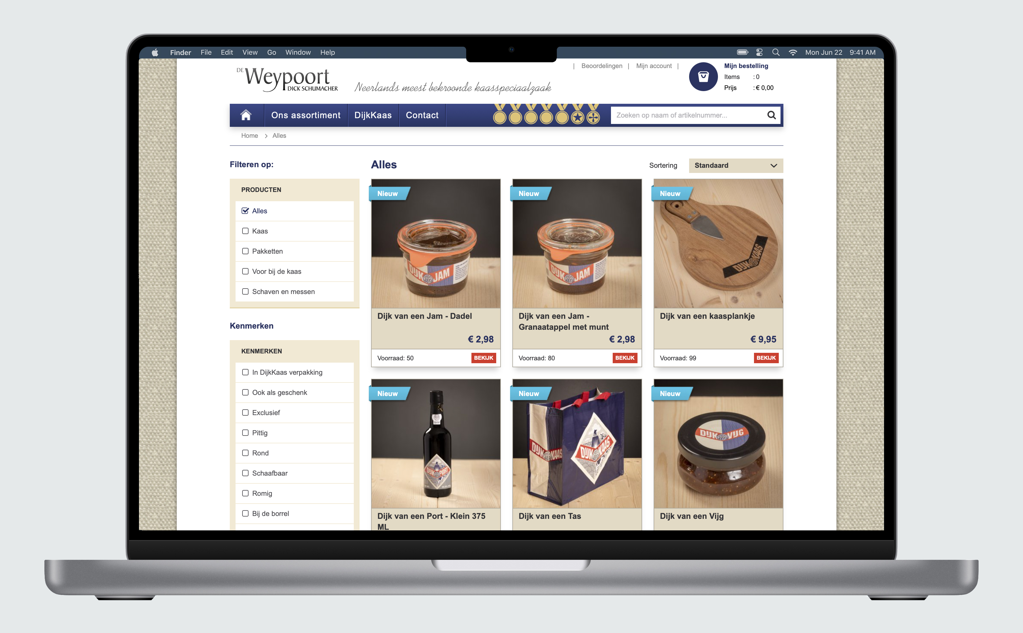 webshop, webwinkel van Dijkkaas door reclamebureau Doen Communicatie